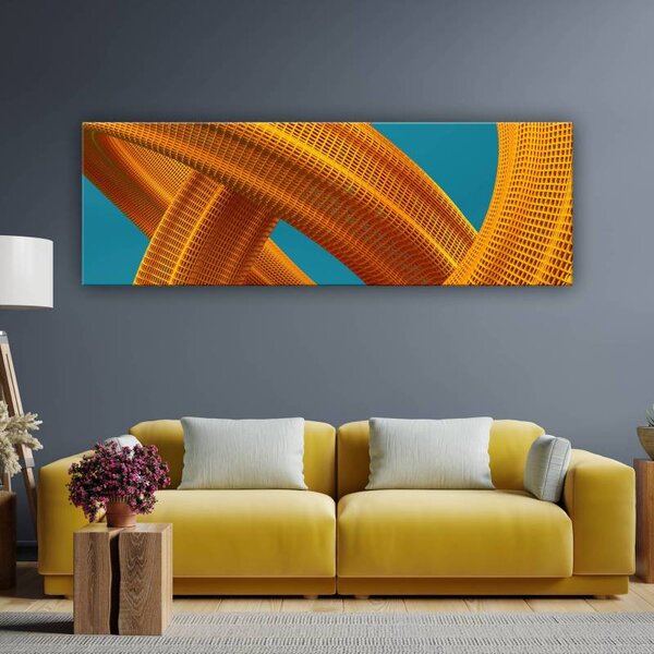 70x40 cm - Absztrakt arany rácsszerkezet vászonkép