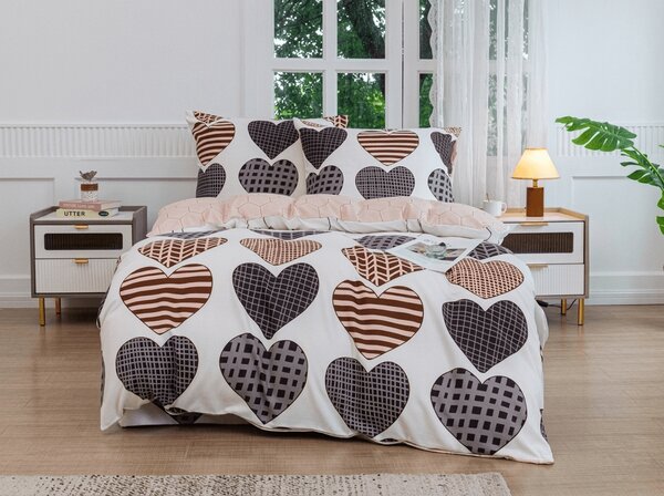 Flanel mikroszálas ágynemű STRIPE HEART színes Ágyneműhuzat mérete: 70 x 90 cm | 140 x 200 cm