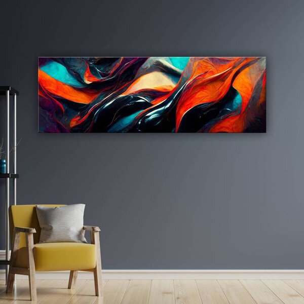 70x40 cm - Fekete és piros absztrakt vászonkép