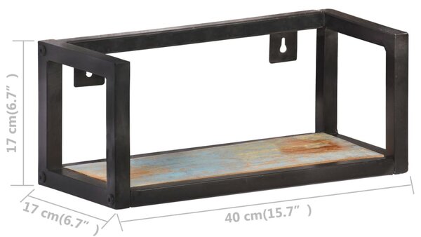 2 db tömör újrahasznosított fa fali polc 40 cm