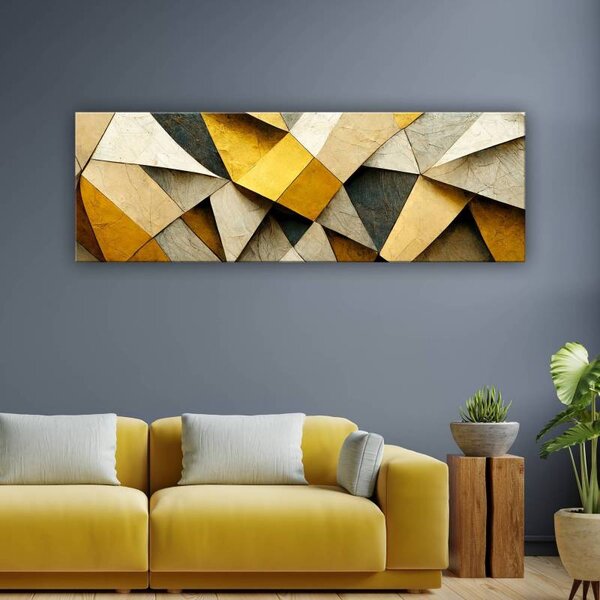 70x40 cm - Sárga és fekete sokszögek vászonkép