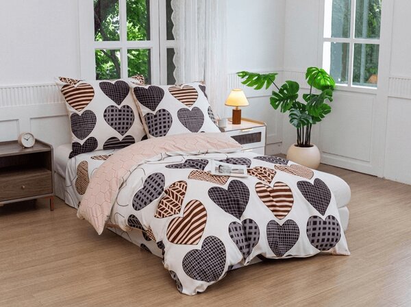 Flanel mikroszálas ágynemű STRIPE HEART színes Ágyneműhuzat mérete: 70 x 90 cm | 140 x 200 cm