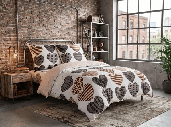 Flanel mikroszálas ágynemű STRIPE HEART színes Ágyneműhuzat mérete: 70 x 90 cm | 140 x 200 cm