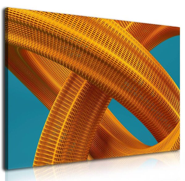 70x40 cm - Absztrakt arany rácsszerkezet vászonkép