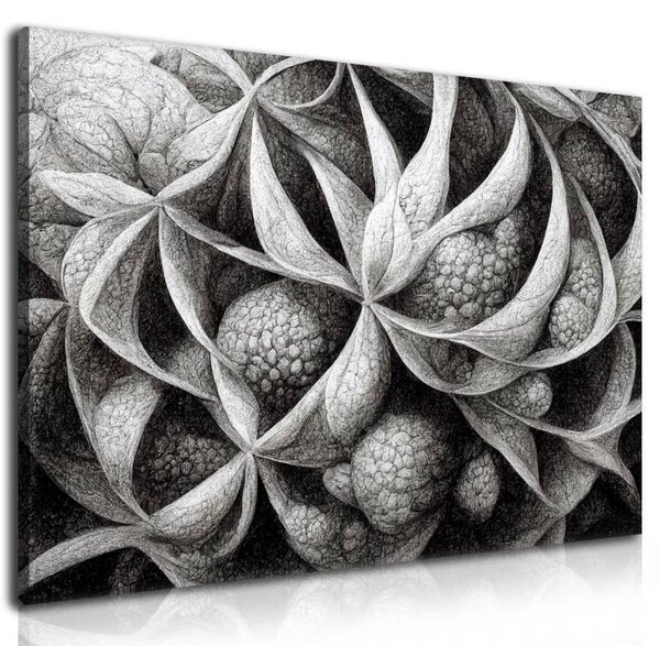 70x40 cm - Grafit absztrakt virág rajz vászonkép