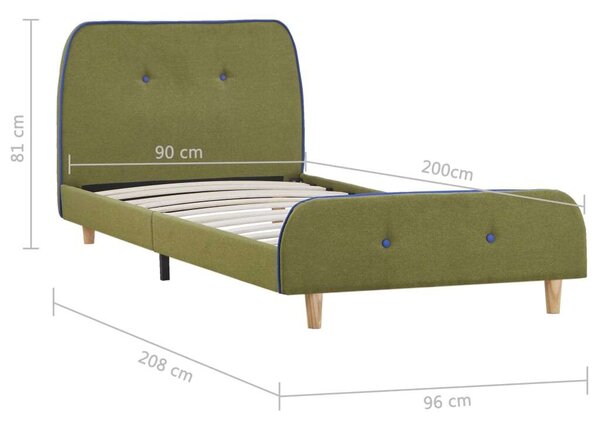 VidaXL Zöld Ágykeret - Szövetkárpitozott - 90x200 cm