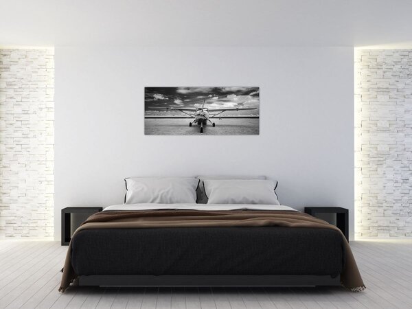Kép - Repülőgép fekete-fehér (120x50 cm)
