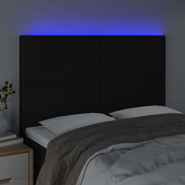 VidaXL fekete szövet LED-es fejtámla 144x5x118/128 cm