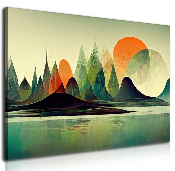 70x40 cm - Naplemente tájkép festmény vászonkép