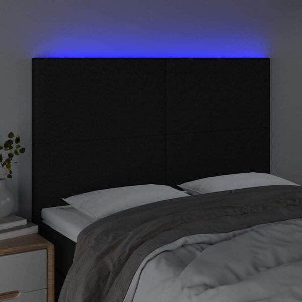 VidaXL fekete szövet LED-es fejtámla 144x5x118/128 cm