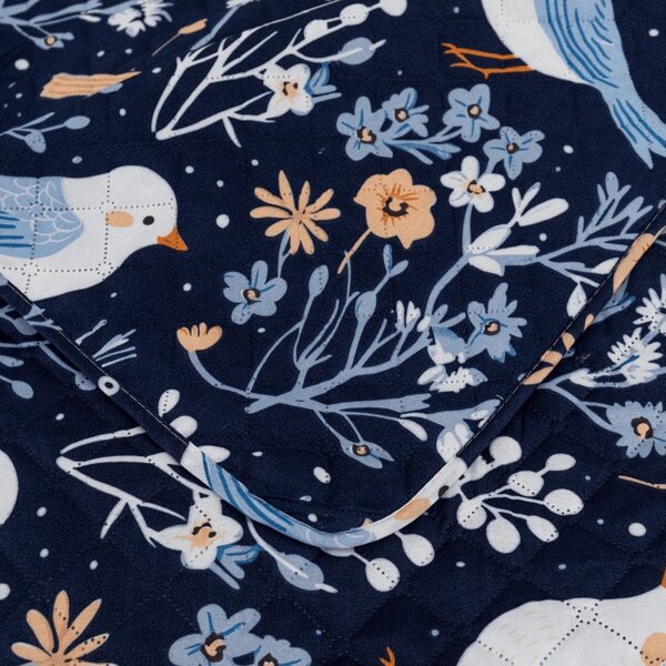 Ágytakaró DENIM BIRDS, kék Méret: 170 x 210 cm