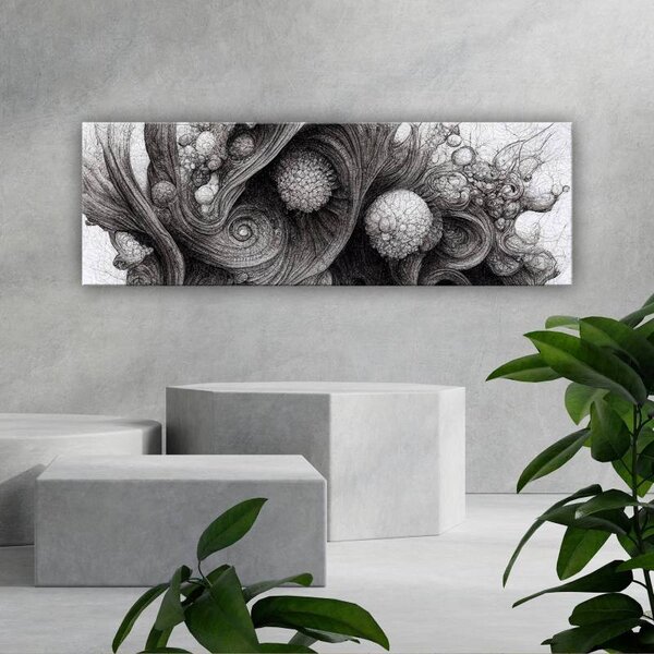 70x40 cm - Grafit absztrakt spirálok vászonkép