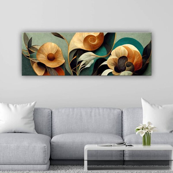 70x40 cm - Absztrakt virágok kékben vászonkép