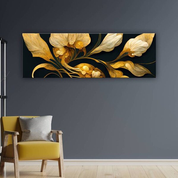 70x40 cm - Absztrakt barna növény vászonkép
