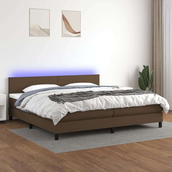 VidaXL barna szövet rugós és LED-es ágy matraccal 200x200 cm