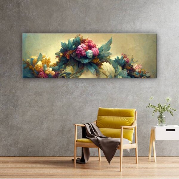 70x40 cm - Festői virág koszorú vászonkép