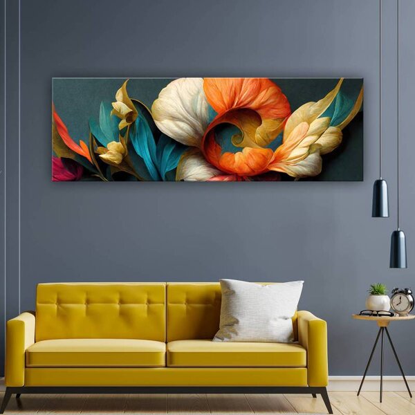 70x40 cm - Élénk színű absztrakt virág vászonkép