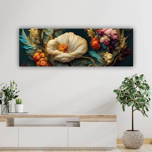 70x40 cm - Pompás színes absztrakt virág vászonkép