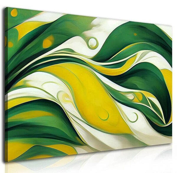 70x40 cm - Zöld és sárga absztrakt ívek vászonkép