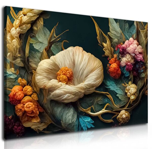 70x40 cm - Pompás színes absztrakt virág vászonkép