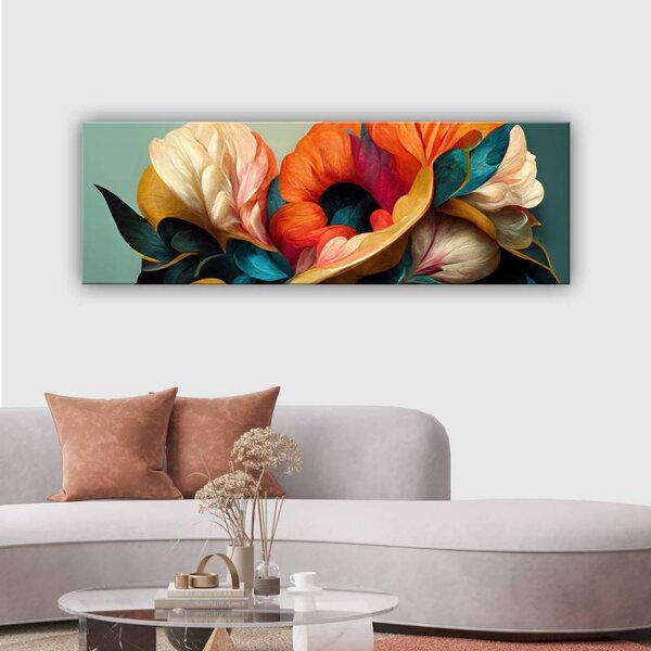70x40 cm - Színes absztrakt virág pompa vászonkép