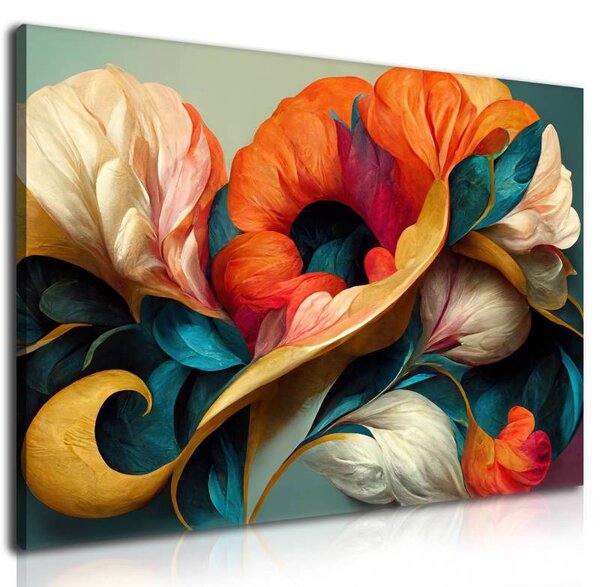 70x40 cm - Színes absztrakt virág pompa vászonkép