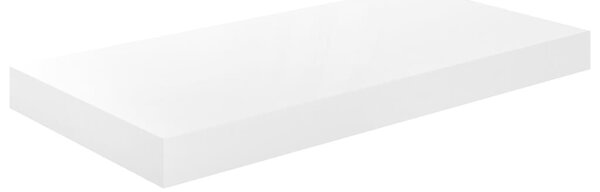 2 db magasfényű fehér MDF lebegő fali polc 50 x 23 x 3,8 cm
