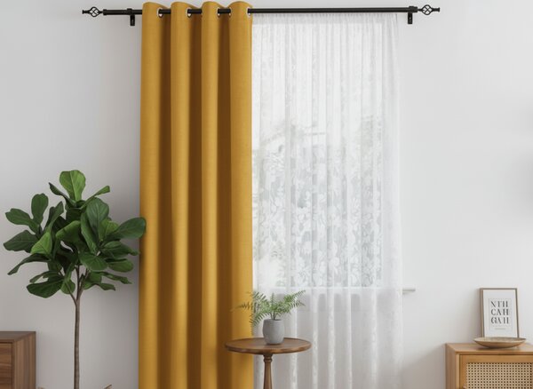 OXFORD sárga függöny 140x250 cm Felfüggesztés: Hullámos sínszalag
