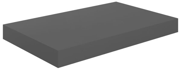 2 db magasfényű szürke MDF lebegő fali polc 40 x 23 x 3,8 cm