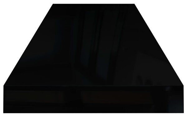 2 db magasfényű fekete MDF lebegő fali polc 80 x 23,5 x 3,8 cm