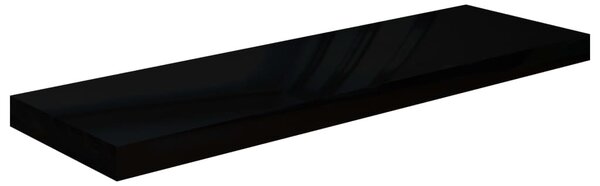 2 db magasfényű fekete MDF lebegő fali polc 80 x 23,5 x 3,8 cm