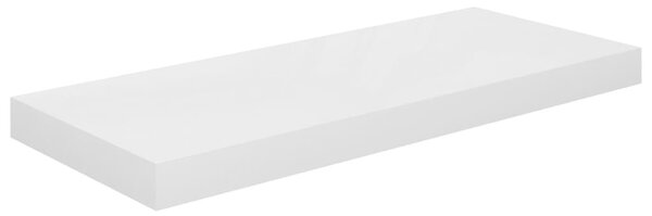 2 db magasfényű fehér MDF lebegő fali polc 60 x 23,5 x 3,8 cm