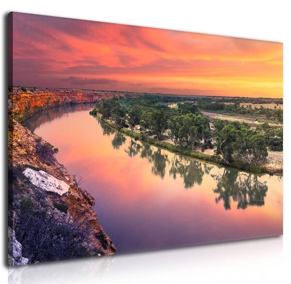 70x40 cm - Naplemente és folyó vászonkép