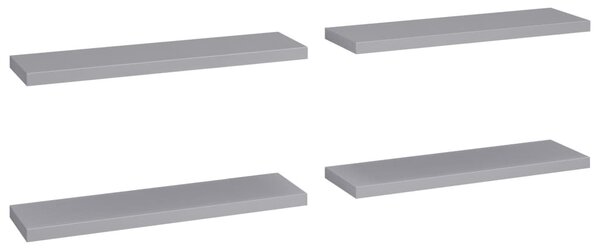 4 db szürke MDF lebegő fali polc 90 x 23,5 x 3,8 cm