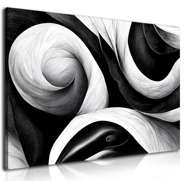 70x40 cm - Fekete fehér absztrakt spirál vászonkép