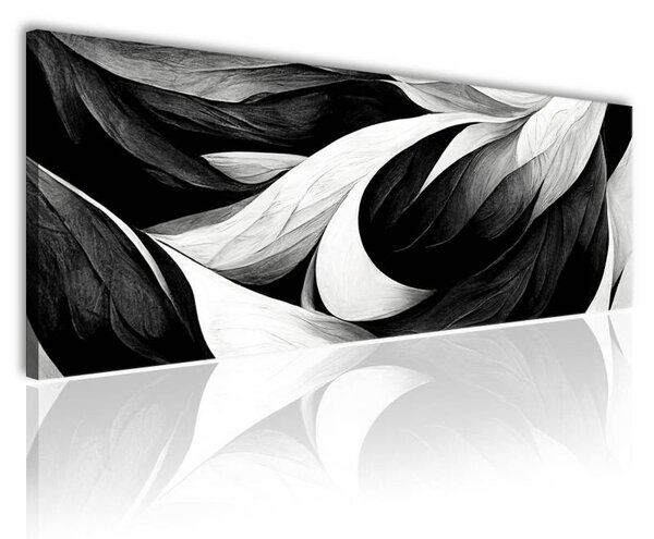 70x40 cm - Fekete fehér absztrakció vászonkép