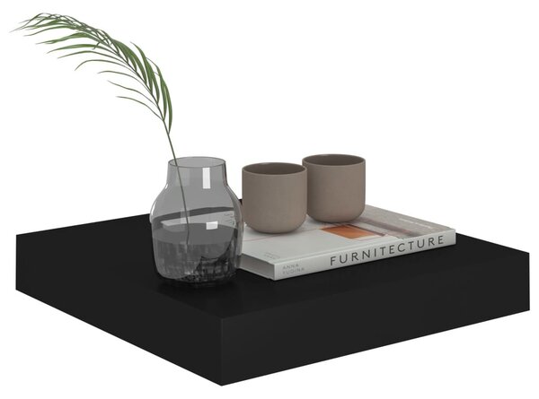 Fekete MDF lebegő fali polc 23 x 23,5 x 3,8 cm