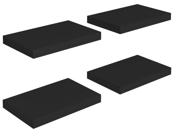 4 db fekete MDF lebegő fali polc 40 x 23 x 3,8 cm