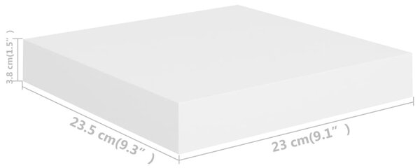 Fehér MDF lebegő fali polc 23 x 23,5 x 3,8 cm