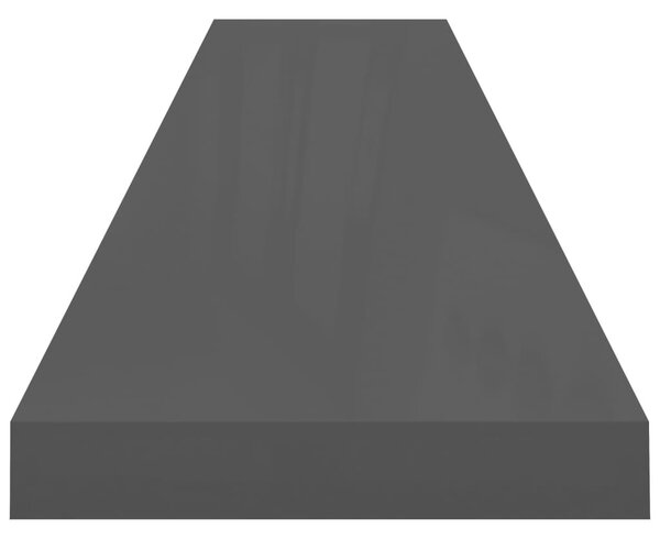 Magasfényű szürke MDF lebegő fali polc 120 x 23,5 x 3,8 cm