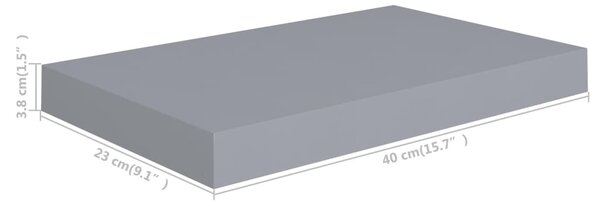 Szürke MDF lebegő fali polc 40 x 23 x 3,8 cm