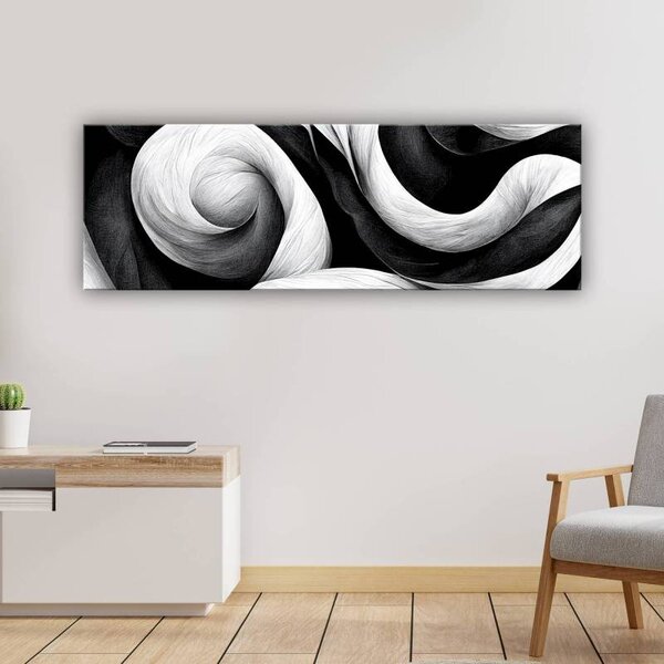 70x40 cm - Fekete fehér absztrakt spirál vászonkép