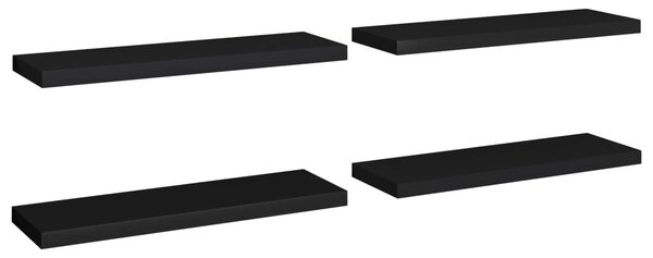 4 db fekete MDF lebegő fali polc 80 x 23,5 x 3,8 cm