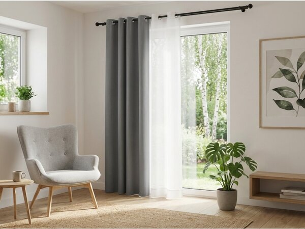 OXFORD világosszürke függöny 140x270 cm Felfüggesztés: Hullámos sínszalag