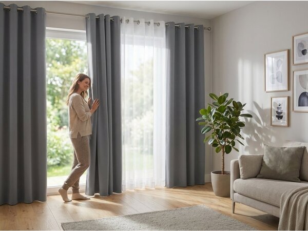 OXFORD világosszürke függöny 140x270 cm Felfüggesztés: Hullámos sínszalag
