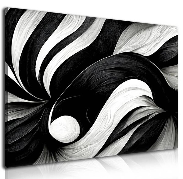 70x40 cm - Fekete fehér absztrakt virág vászonkép