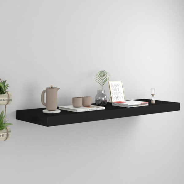 Fekete MDF lebegő fali polc 80 x 23,5 x 3,8 cm