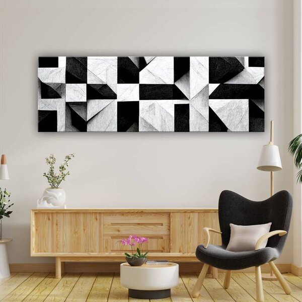 70x40 cm - Fekete fehér négyzetek vászonkép