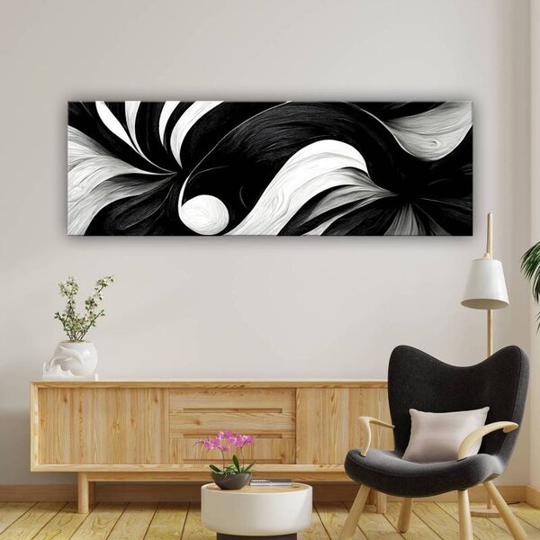 70x40 cm - Fekete fehér absztrakt virág vászonkép