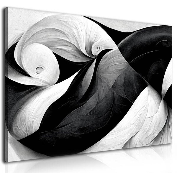 70x40 cm - Fekete fehér íves formák vászonkép